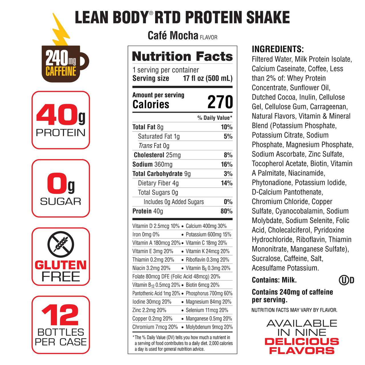 Lean Body Ready-to-Drink Protein Shake (17oz) 12 Pack