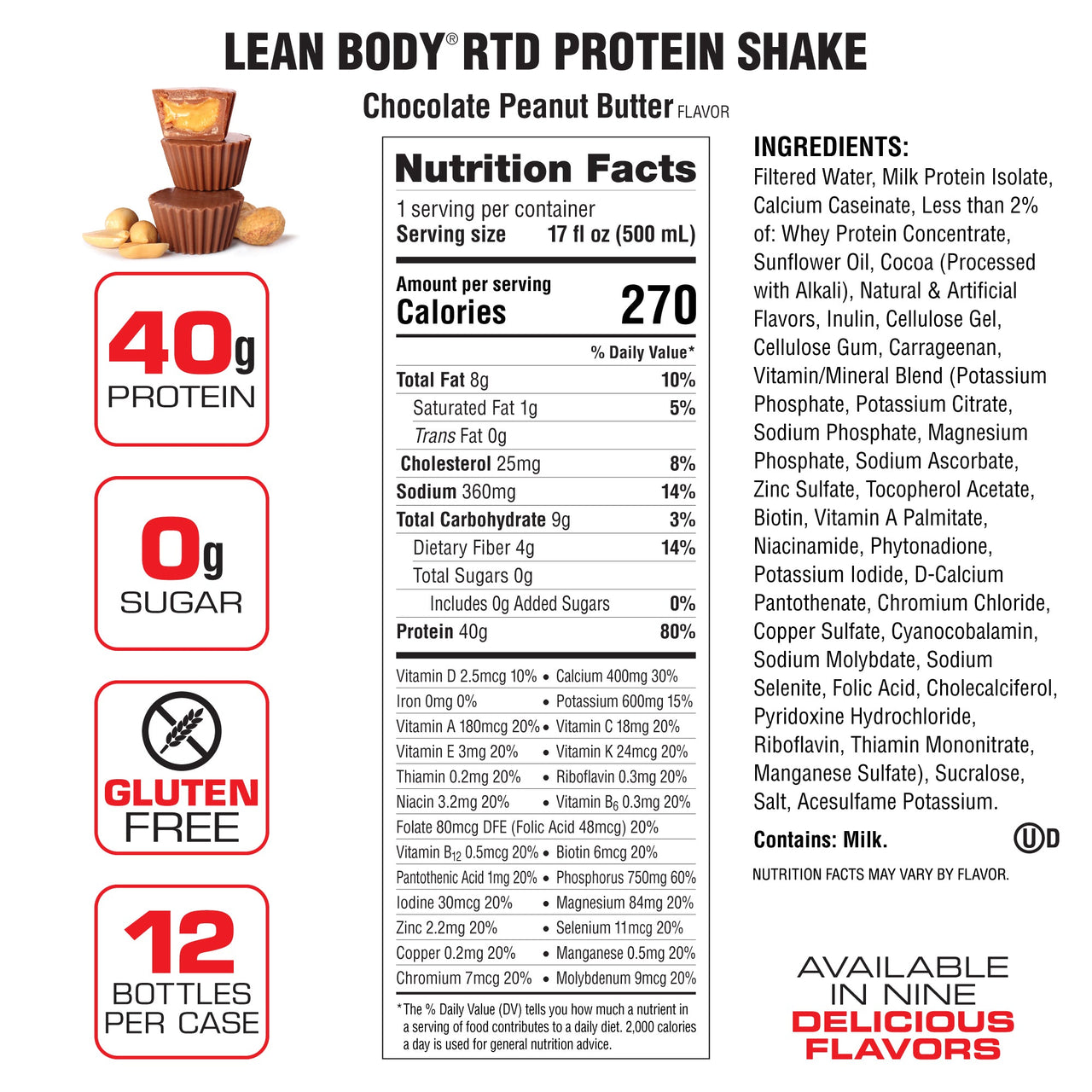 Lean Body Ready-to-Drink Protein Shake (17oz) 12 Pack - S&S