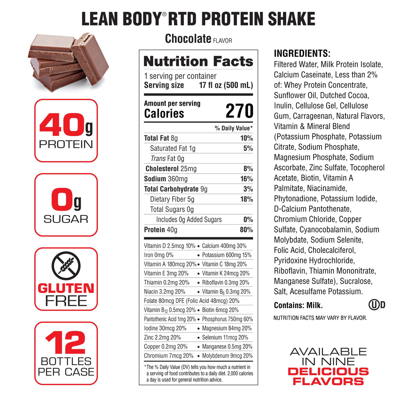 Lean Body Ready-to-Drink Protein Shake (17oz) 12 Pack