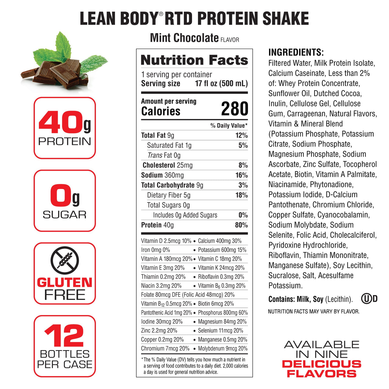 Lean Body Ready-to-Drink Protein Shake (17oz) 12 Pack