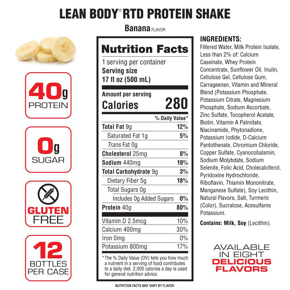Lean Body Ready-to-Drink Protein Shake (17oz) 12 Pack - S&S