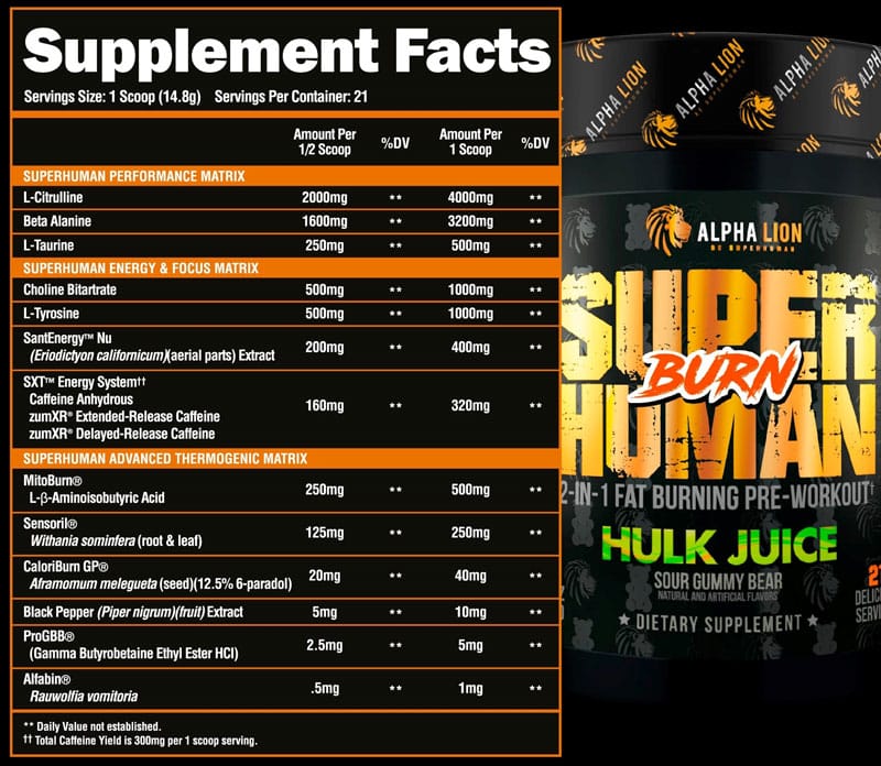 SUPERHUMAN® BURN - 2 in 1 Fat Burning Pre-Workout† UP