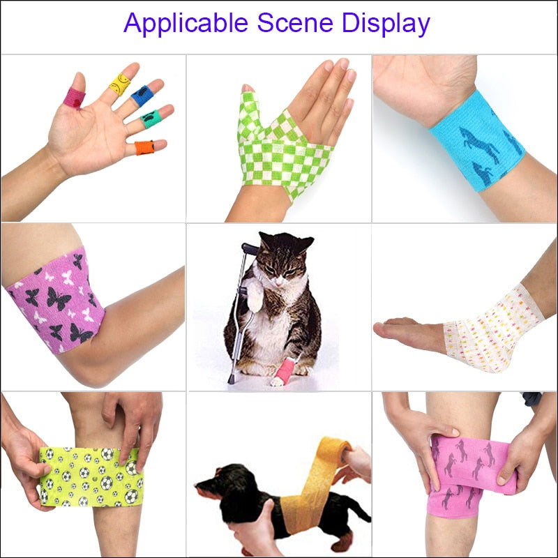 1 Pcs Printed Sports Knee Protector 4.8m Medical Therapy Elastic Bandage