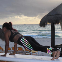 Women's Casual Slim Iridescent Reflective Material Printed Fitness Leggings