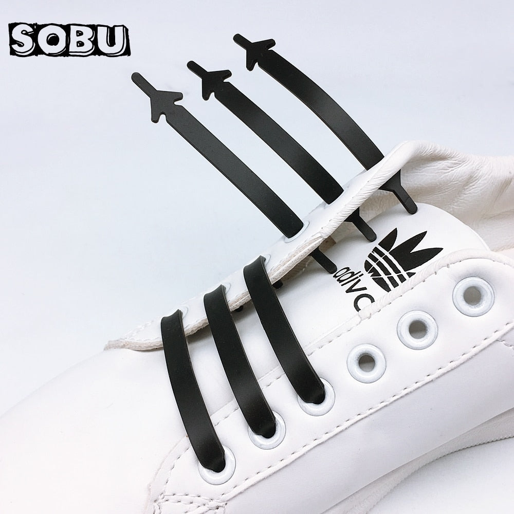 12pcs/lot Silicone Shoelaces No tie Elastic Shoe Laces
