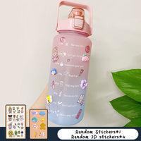 2L Large Capacity Water Bottle Straw Cup Gradient Color