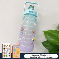 2L Large Capacity Water Bottle Straw Cup Gradient Color