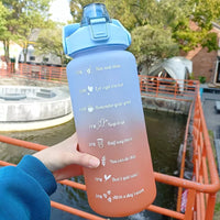 2L Large Capacity Water Bottle Straw Cup Gradient Color