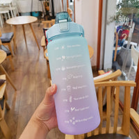 2L Large Capacity Water Bottle Straw Cup Gradient Color