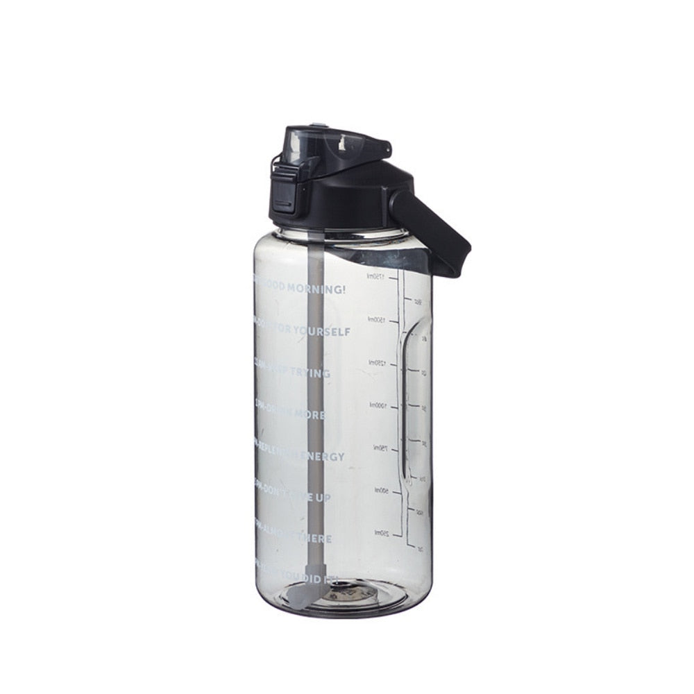 2L Large Capacity Water Bottle Straw Cup Gradient Color