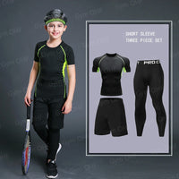 Kids Compression Shirt Boys Sport Training T shirt And Shorts