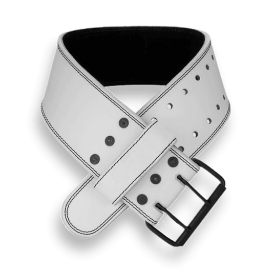 Aesthreadics Custom White Leather Powerlifting Belt BuiltAthletics