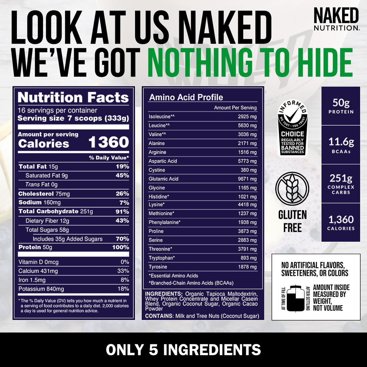 Chocolate Weight Gainer Protein Supplement | Naked Chocolate Mass - 12LB