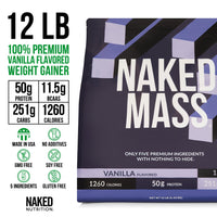 Vanilla Weight Gainer Protein Supplement | Naked Vanilla Mass - 12LB