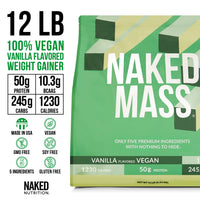 Vanilla Vegan Weight Gainer Supplement | Naked Vegan Mass - 12LB