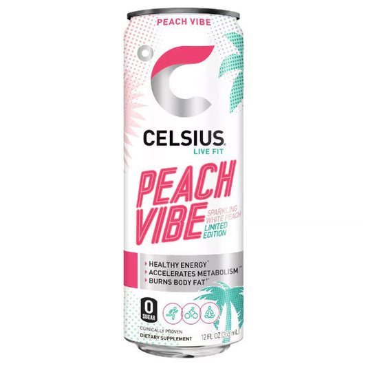Celsius Essential Energy Drink, Peach Vibe, 12 Fl Oz