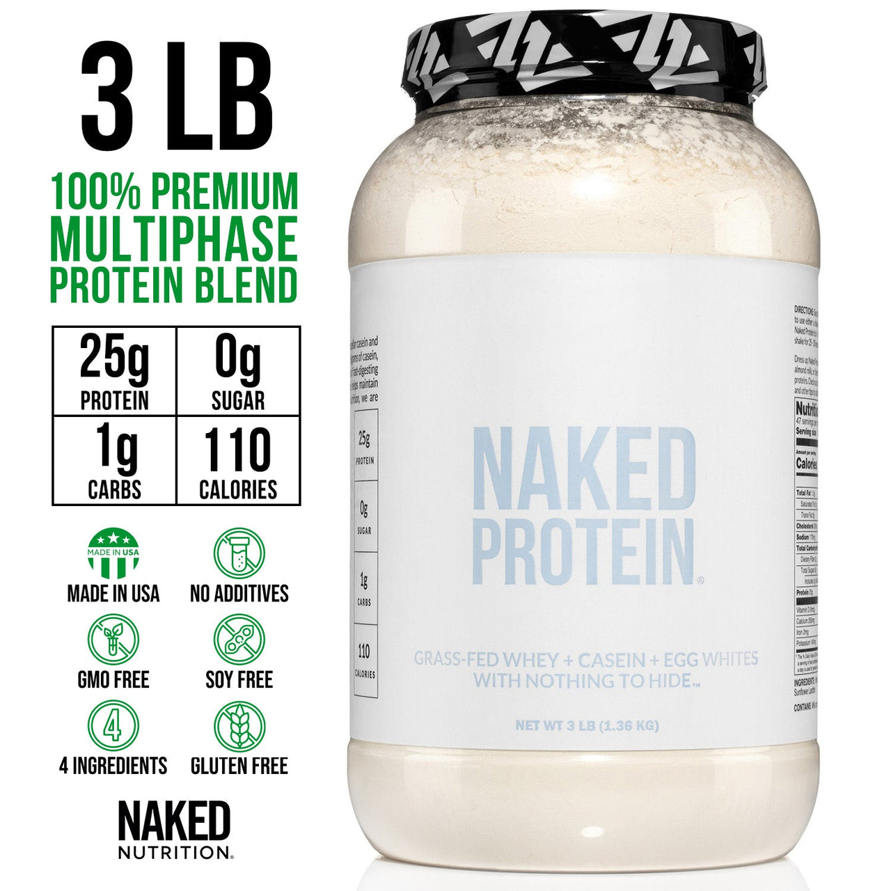 Protein Powder Blend - 3LB Egg, Whey & Casein Protein Blend | Naked Protein - 3LB