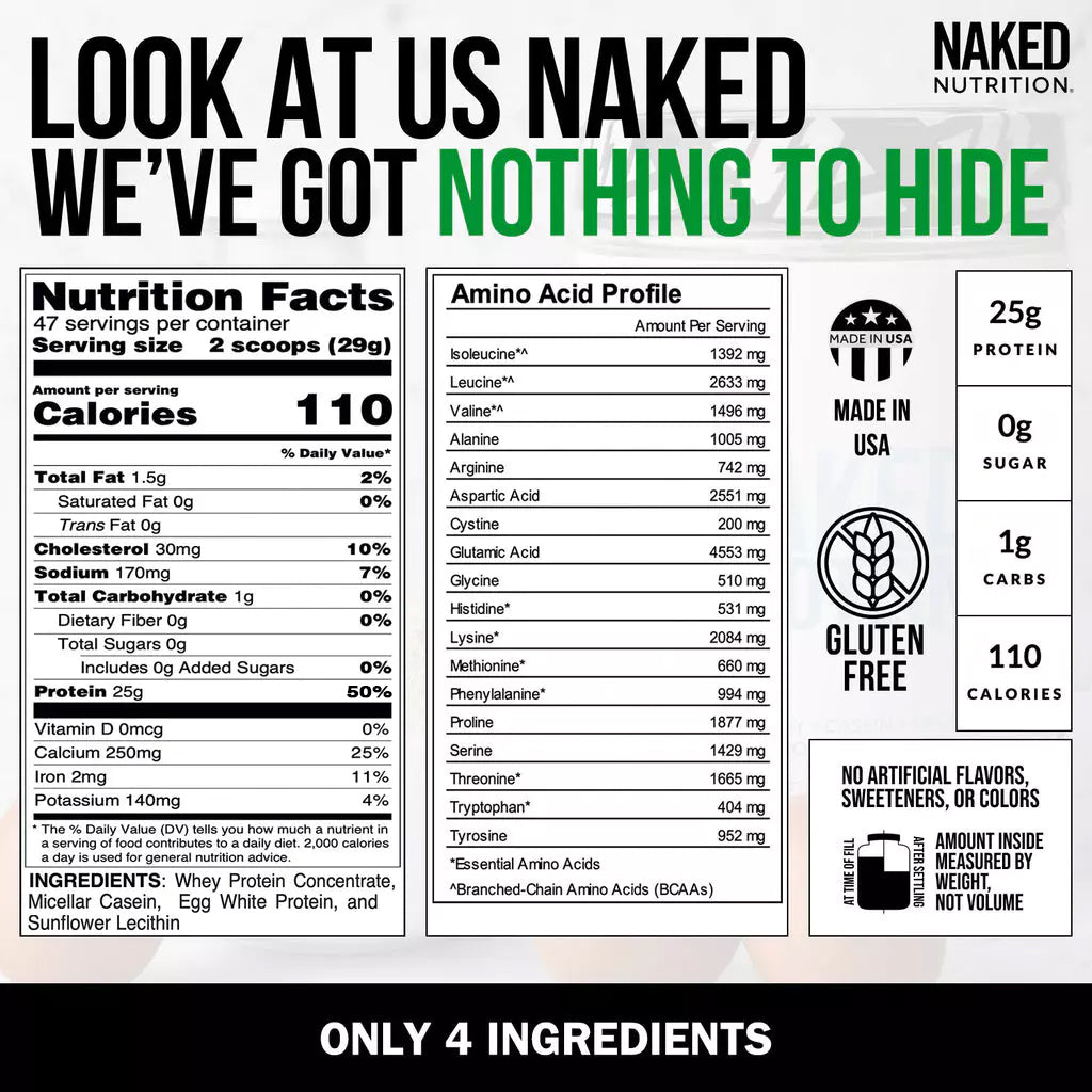 Protein Powder Blend - 3LB Egg, Whey & Casein Protein Blend | Naked Protein - 3LB