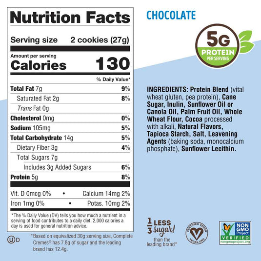 Chocolate- 2.86oz Pack- 6 Cookies (Box of 12)