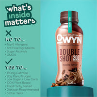 OWYN Non-Dairy Coffee Shake 20g Protein, Double Shot Mocha Latte, 12oz (Pack of 12)