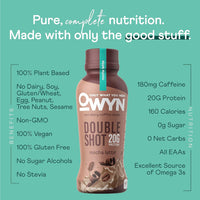 OWYN Non-Dairy Coffee Shake 20g Protein, Double Shot Mocha Latte, 12oz (Pack of 12)