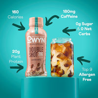 OWYN Non-Dairy Coffee Shake 20g Protein, Double Shot Vanilla Latte, 12oz (Pack of 12)
