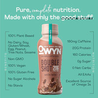 OWYN Non-Dairy Coffee Shake 20g Protein, Double Shot Vanilla Latte, 12oz (Pack of 12)
