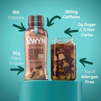 OWYN Non-Dairy Coffee Shake 20g Protein, Double Shot Mocha Latte, 12oz (Pack of 12)