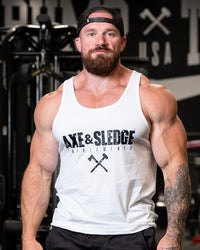 Black on White Logo Athletic Tank