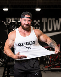 Black on White Logo Athletic Tank