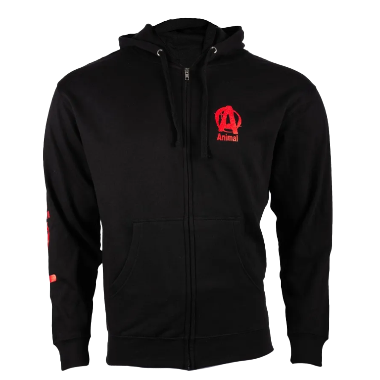 Animal Red Logo Black Zip-Up