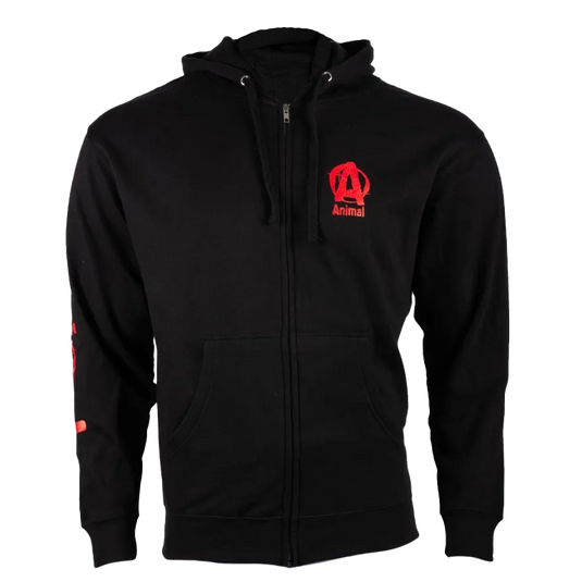 Animal Red Logo Black Zip-Up