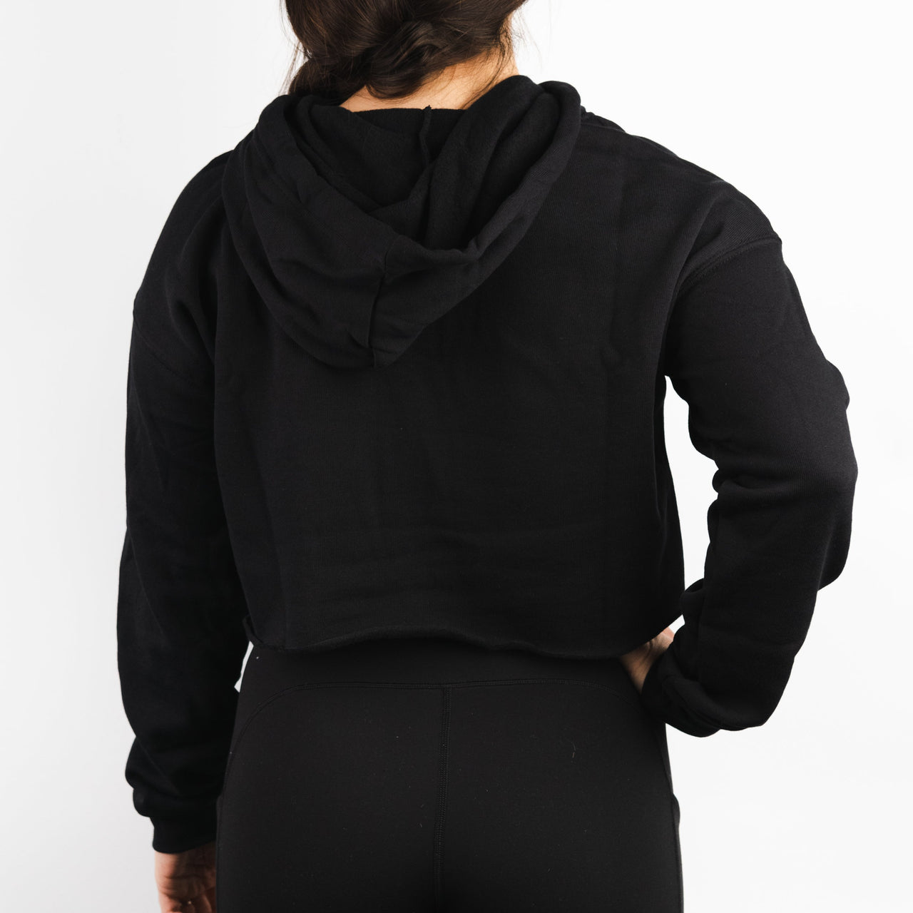 Women's Black Cropped Hoodie