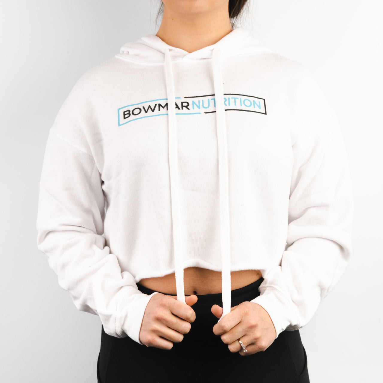 WOMENS WHITE CROP HOODIE