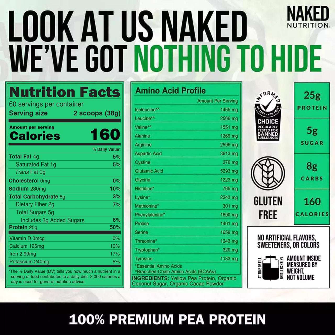 Chocolate Pea Protein Powder | Naked Chocolate Pea - 5LB