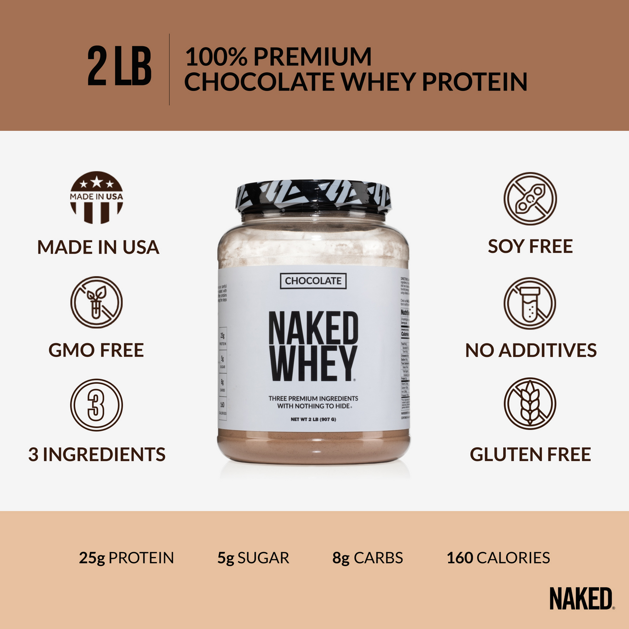 Chocolate Whey Protein Powder | Naked Chocolate Whey - 2LB