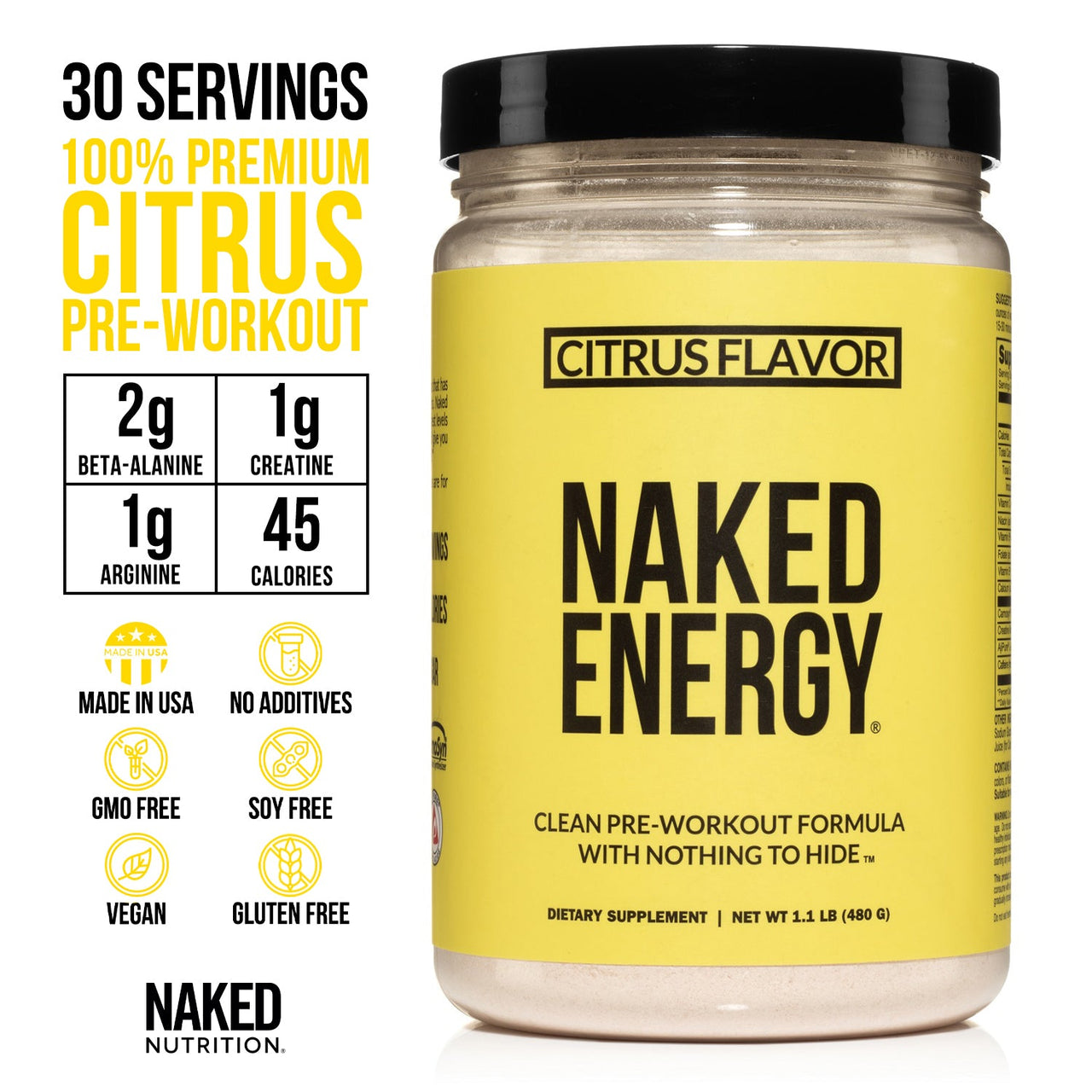 Citrus Pre Workout Supplement | Naked Energy - 30 Servings
