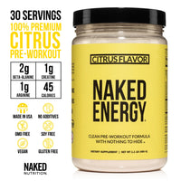 Citrus Pre Workout Supplement | Naked Energy - 30 Servings