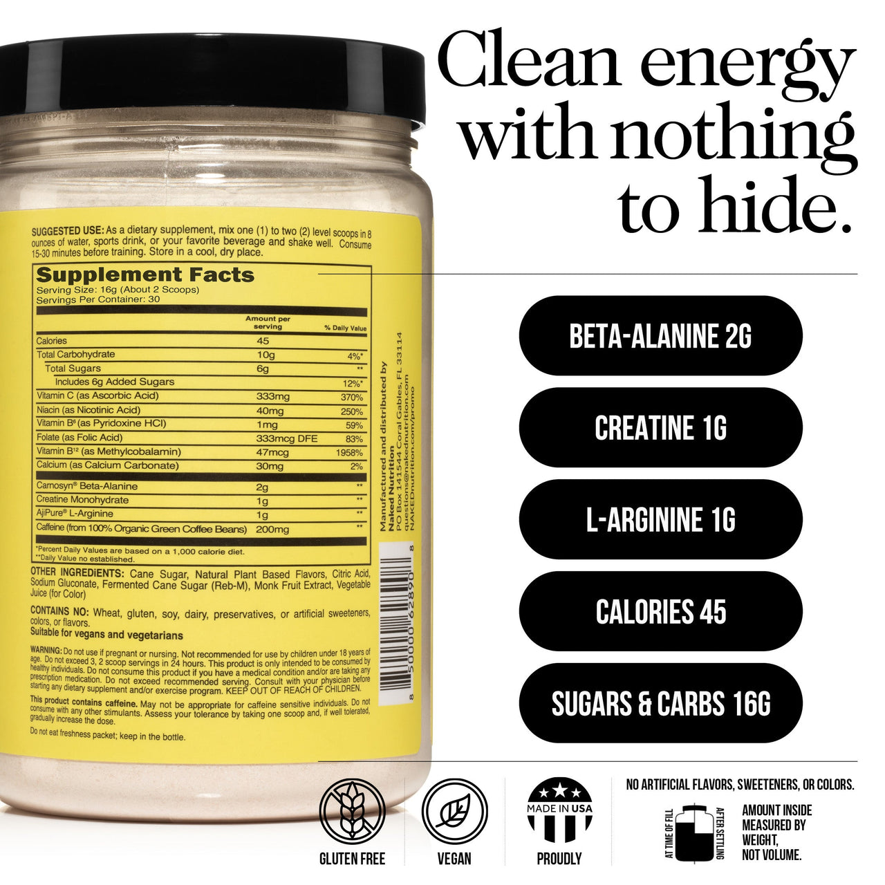 Citrus Pre Workout Supplement | Naked Energy - 30 Servings
