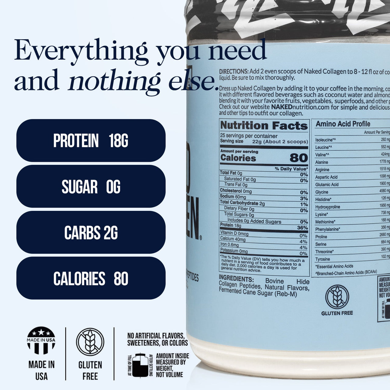Vanilla Collagen Peptides Powder | Naked Collagen - 1.2 LB