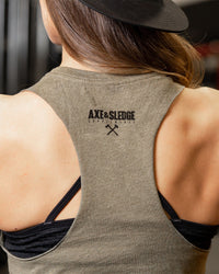 Women's Black on Heather Olive Icon Racerback Crop Tank