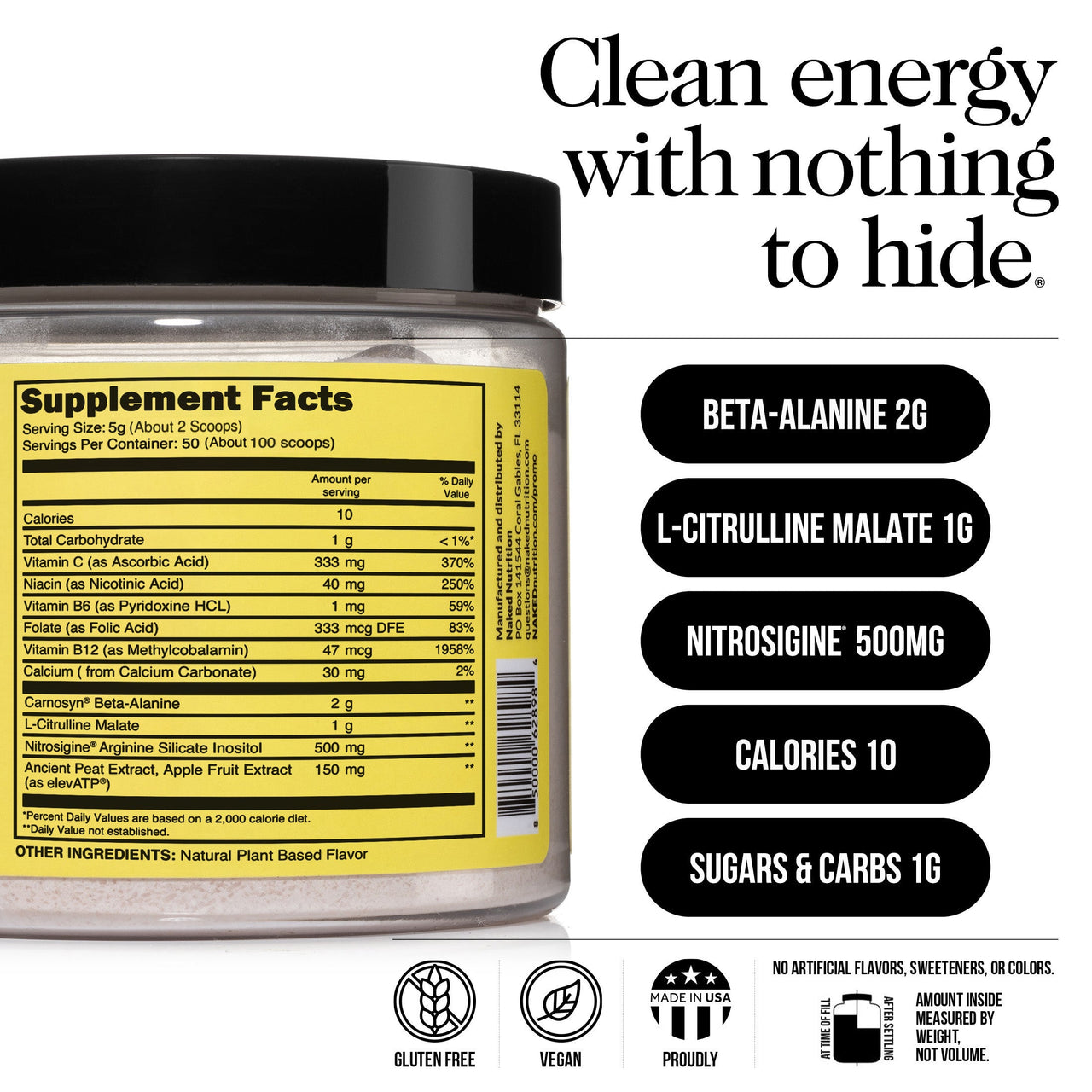 Stim Free Pre Workout | Stim Free Naked Energy - 50 Servings