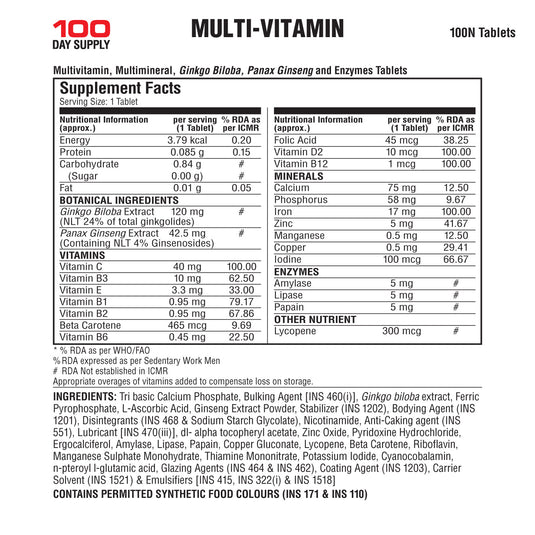 MultiVitamin – 100 Tabs