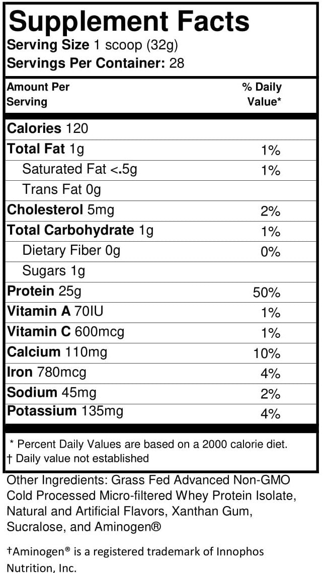PREMIUM GRASS FED WHEY PROTEIN ISOLATE 2lb