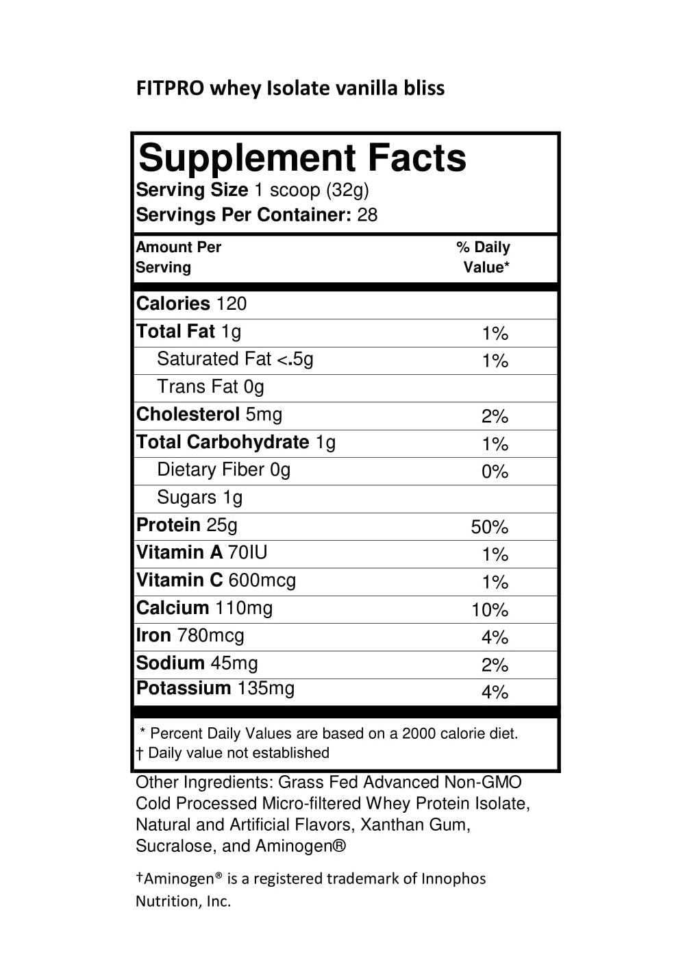 PREMIUM GRASS FED WHEY PROTEIN ISOLATE 2lb