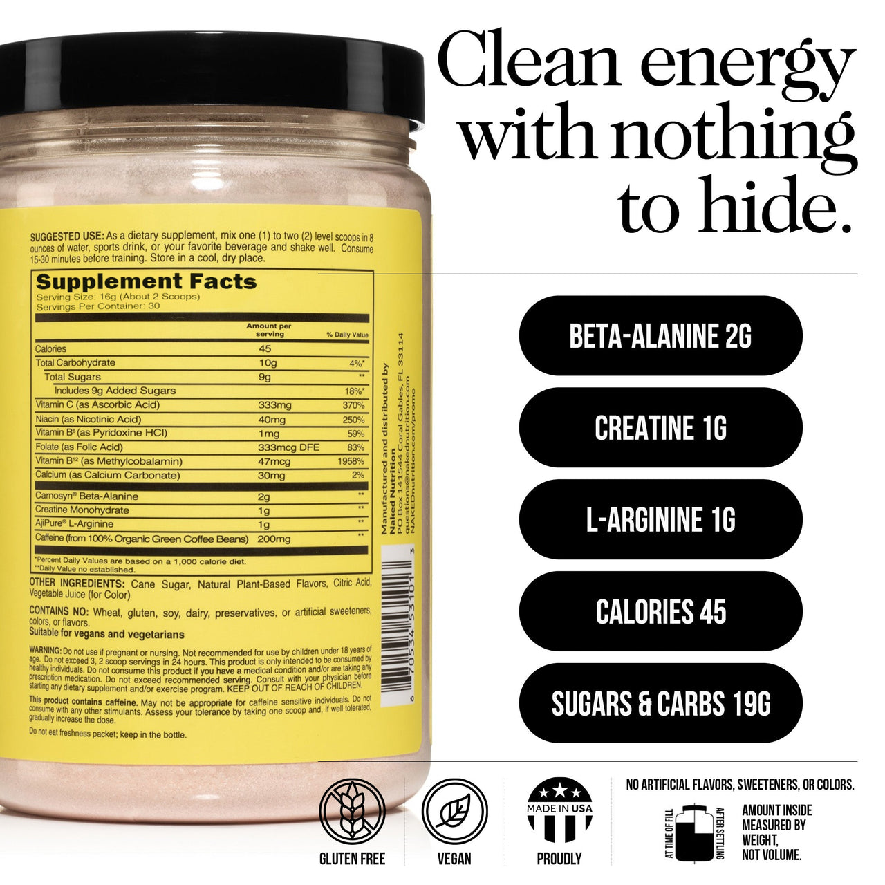 Fruit Punch Pre Workout Supplement | Naked Energy - 30 Servings