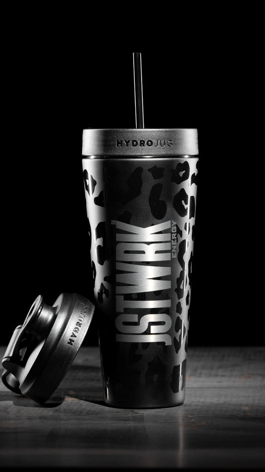 24oz. JST WRK Stainless Steel HydroSHKR - Black Leopard