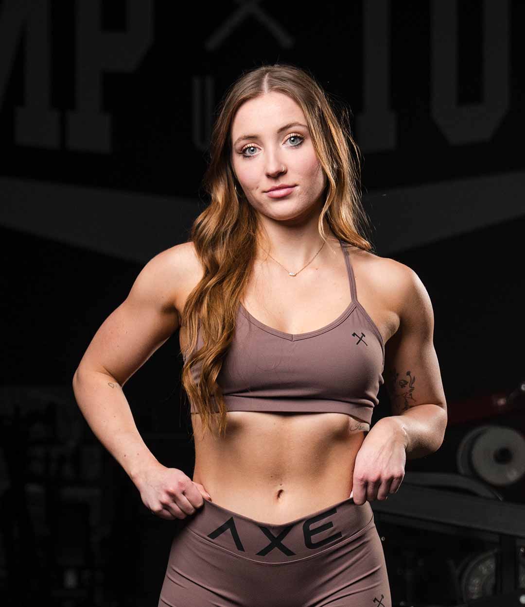 Mauve V-Neck Sports Bra