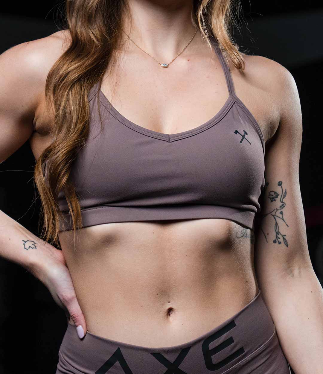Mauve V-Neck Sports Bra
