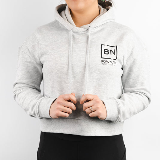 HEATHER GRAY CROPPED HOODIE